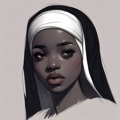 African-American nun illustration