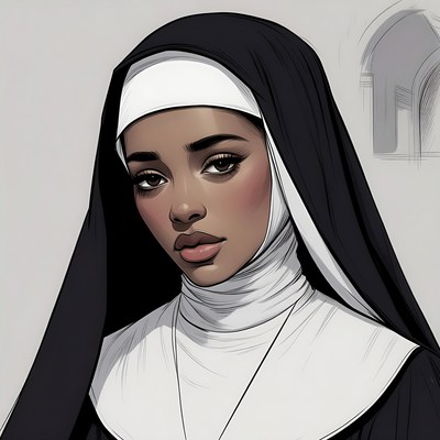 Beautiful Black Nun Portrait