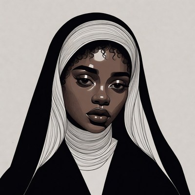 African-American nun portrait illustration