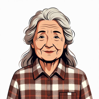 Elderly woman smiling illustration