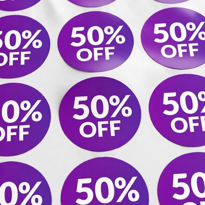Purple 50% Off Sale Stickers