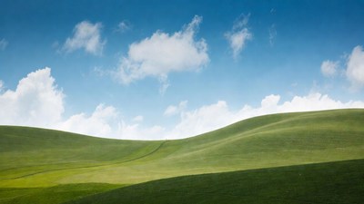 Rolling Green Hills Blue Sky