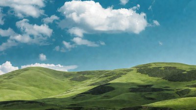 Green Rolling Hills Under Blue Sky