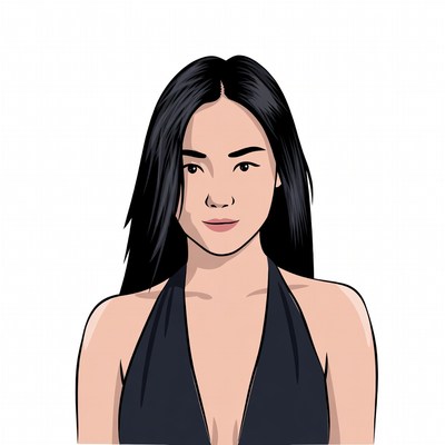 Asian woman in black halter top