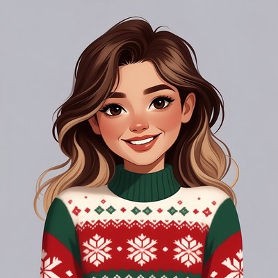 Smiling woman in Christmas sweater