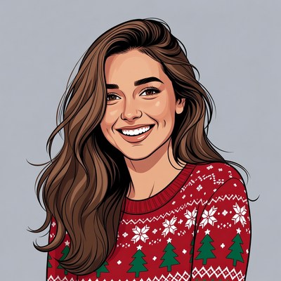 Smiling woman in Christmas sweater