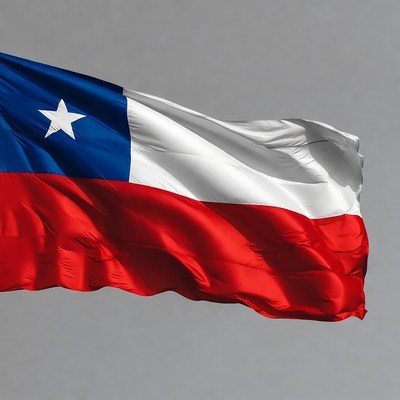 Chilean Flag Waving on Gray Background