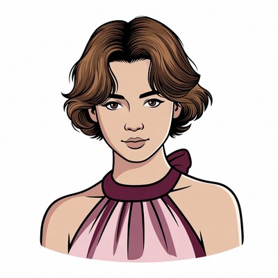 Asian woman in pink dress illustration