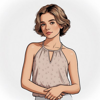 Young woman in spaghetti strap top