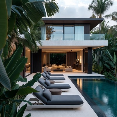 Modern Tropical Pool House
