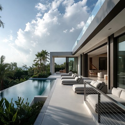 Modern infinity pool luxury villa
