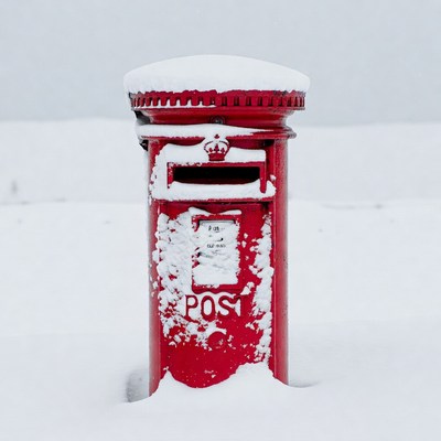 Snowy Red British Post Box