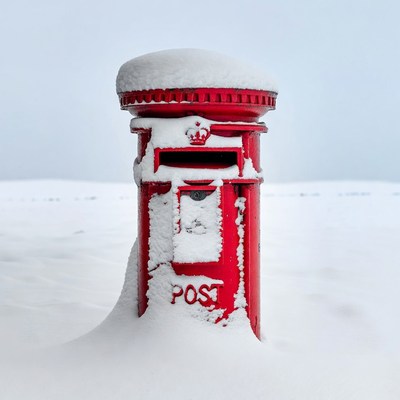Snowy Red British Post Box