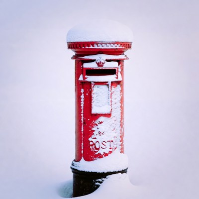 Snowy British Red Post Box