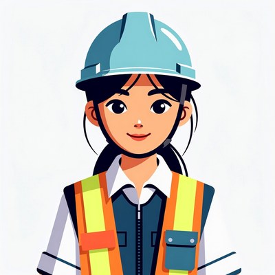 Asian woman engineer in hard hat