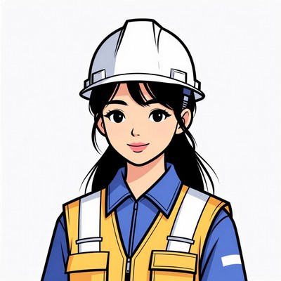 Asian woman wearing hard hat
