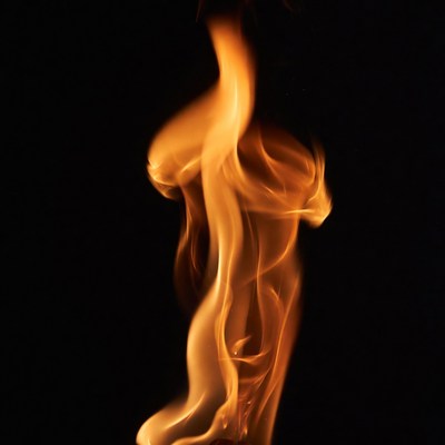 Fiery flame on black background