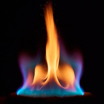 Colorful Flame on Black Background