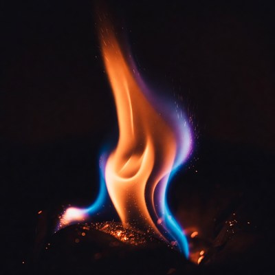 Burning Flame on Black Background
