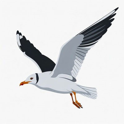 Flying seagull illustration