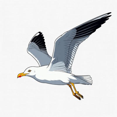 Flying Seagull Illustration