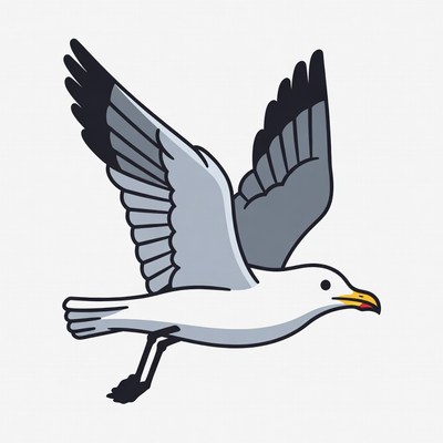 Cartoon seagull flying