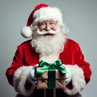 Santa Claus holding Christmas gift