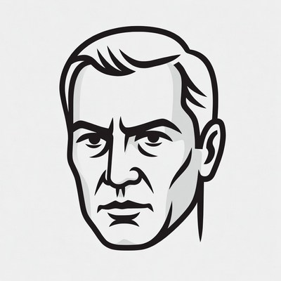 Black and white man portrait illustration