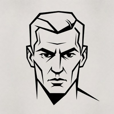 Geometric black line art man face