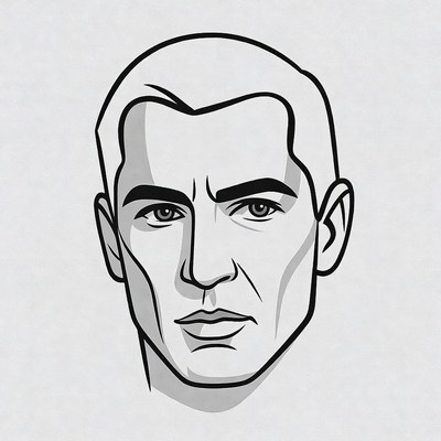 Black and white man portrait illustration