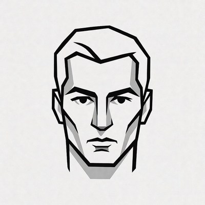 Geometric black line male face