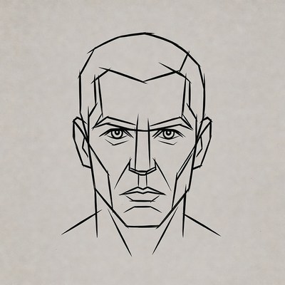 Line Art Male Face Portrait