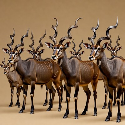 Group of Kudu Antelopes Standing Together