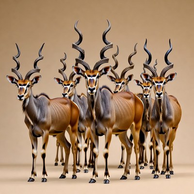 Group of Kudu Antelopes Standing