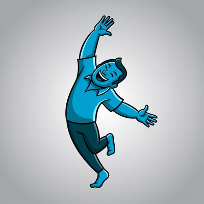 Cartoon man dancing joyfully