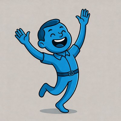 Cartoon man dancing with arms raised