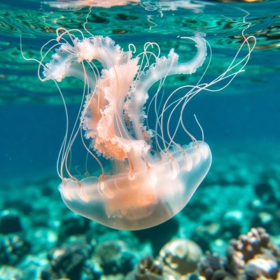 Pink Jellyfish Underwater