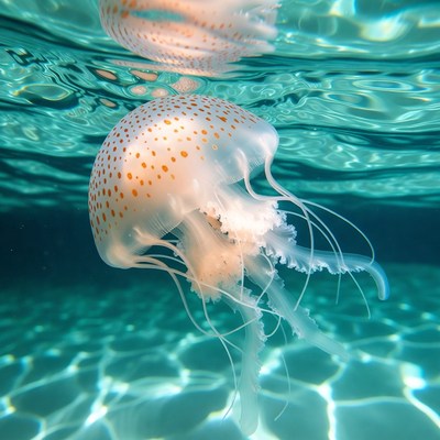 Spotted Jellyfish Underwater
