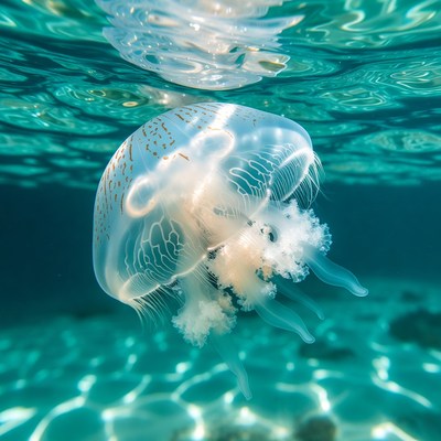 White Spotted Jellyfish Underwater