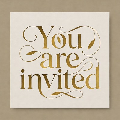 You Are Invited Elegant Gold Text