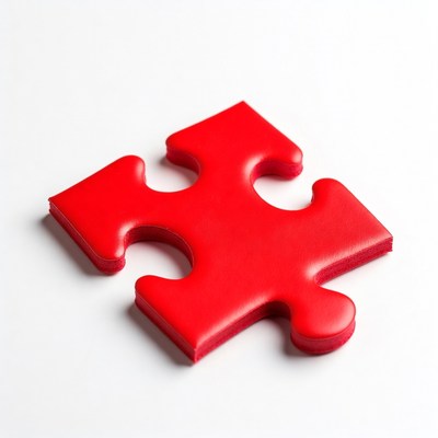 Red puzzle piece on white