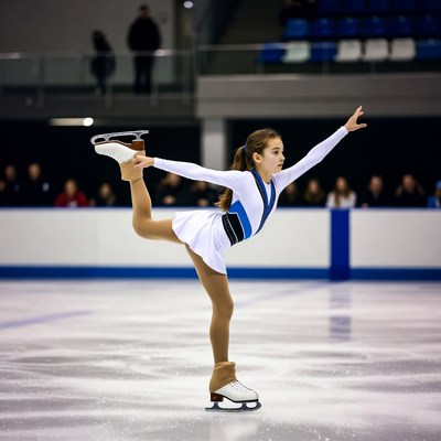 Girl performing figure skating pose