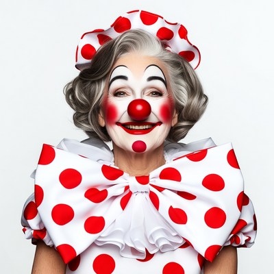 Elderly woman in clown costume