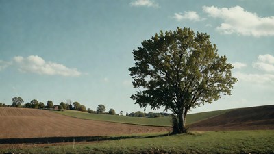 Lone Tree on Rolling Farmland