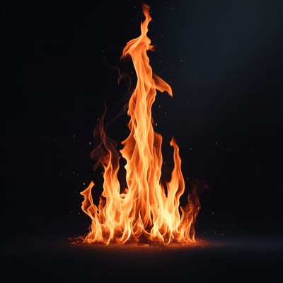Fiery Flames on Black Background