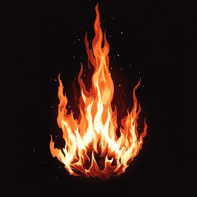 Fiery flame illustration on black