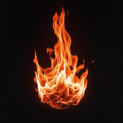 Fiery Flames on Black Background