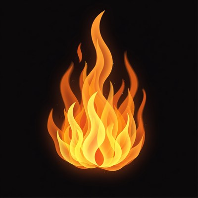 Fiery Flame Illustration on Black