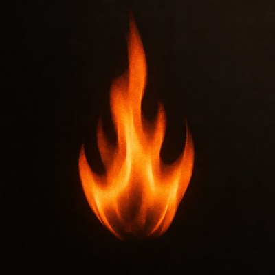 Fiery Flame on Black Background
