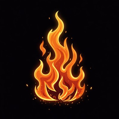 Fiery Flame Illustration on Black